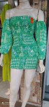 Vestido cinganinha verde água com manga longa -Tamanho P