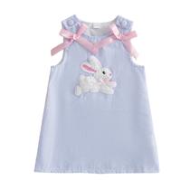 Vestido CIYCUIT Toddler Girl Easter Seersucker com coelho azul 23T Vestido CIYCUIT Toddler Girl Easter Seersucker com coelho azul 23T