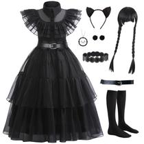 Vestido CIYTI Black Addams Family Cosplay para meninas de Halloween