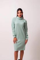 Vestido Clareslan Canelado Tricot com Gola Alta
