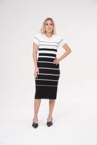 Vestido Clareslan Feminino Listrado Preto e Branco