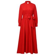 Vestido Clergy CAMDOM A Line Elegant Maxi com gola alta, vermelho
