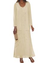 Vestido Clothfun Chiffon Mother of the Bride com jaqueta de champanhe