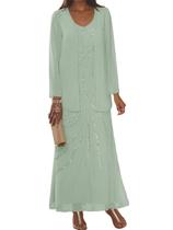 Vestido Clothfun Chiffon Mother of the Bride com jaqueta Sage Vestido Clothfun Chiffon Mother of the Bride com jaqueta Sage