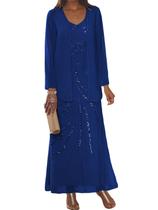 Vestido Clothfun em chiffon azul royal para a mãe da noiva, tamanho 8 Vestido Clothfun em chiffon azul royal para a mãe da noiva, tamanho 8