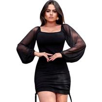 Vestido cloy manga em tule