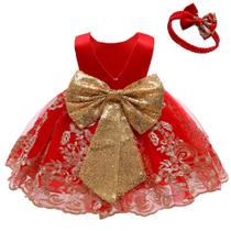 Vestido CMMCHAAH Little Baby Girls vermelho de Natal de 2 a 3 anos