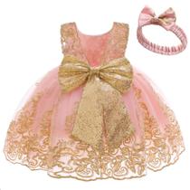 Vestido CMMCHAAH, renda rosa, festa para bebês, 90 cm Vestido CMMCHAAH, renda rosa, festa para bebês, 90 cm