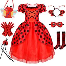 Vestido Cocojeci Ladybug Costume para meninas de 9 a 10 anos e 3 anos