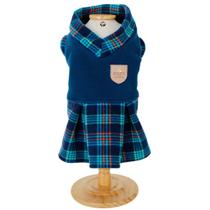 Vestido Colegial Xadrez Marinho para Cães - G Vestido Colegial Xadrez Marinho para Cães - G
