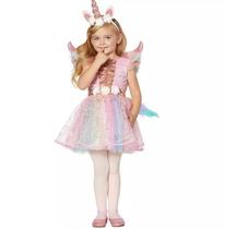 Vestido Colorido Fantasia Infantil De Unicórnio Com Tiara E Asa Saia Tule Brilhante Vestido Colorido Fantasia Infantil De Unicórnio Com Tiara E Asa Saia Tule Brilhante