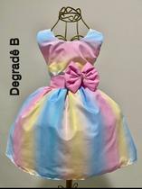 Vestido colorido princesa regata candy unicórnio 2 a 7 anos