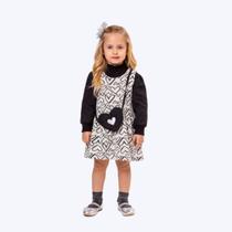 Vestido Com Blusa Bata Manga Longa E Bolsinha Coração Infantil Menina Vigat 4001 Branco