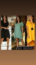 Vestido com bolço e gola V mulet - MK MODAS