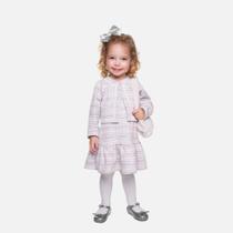 Vestido Com Bolero Malha Tweed Brilho Infantil Menina Have Fun 29524 Lavanda