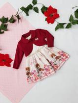 Vestido Com Bolero Vermelho Urso Infantil Inverno