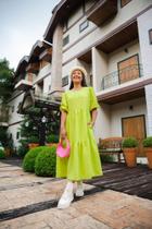 Vestido com bolso lateral básico descolado elegante rodado