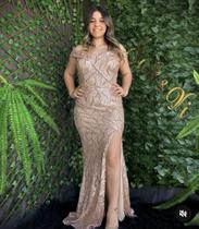Vestido Com Brilho Luxo Cor Beje, Com Muito Brilho Tam G Vestido Com Brilho Luxo Cor Beje, Com Muito Brilho Tam G