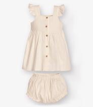 Vestido com Calcinha Bebê Trick Nick Bege Vestido com Calcinha Bebê Trick Nick Bege