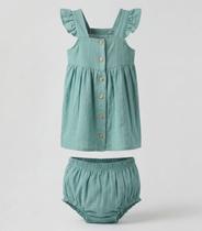Vestido com Calcinha Bebê Trick Nick Verde Vestido com Calcinha Bebê Trick Nick Verde