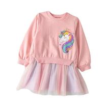 Vestido Com Capuz De Manga Comprida Com Desenho De Unicórnio Coreano Para Meninas, Roupas Da Moda Vestido Com Capuz De Manga Comprida Com Desenho De Unicórnio Coreano Para Meninas, Roupas Da Moda