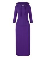 Vestido com capuz MISSKY Casual Pocket Maxi Pullover para mulheres Vestido com capuz MISSKY Casual Pocket Maxi Pullover para mulheres