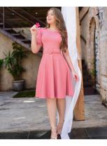 Vestido Com Cinto Plus Size Gode Evangelico Elegante Decote Em V Manga Tule Tecido Premium