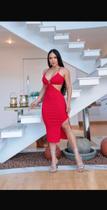 Vestido Com Decote Longo Anaruga Moda Gringa Recorte Latera