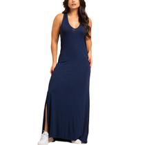 Vestido com fenda Regata Soltinho Não Fica Transparente M G GG Preto Azul Grafite