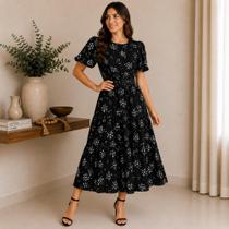 Vestido com forro Moda Evangélica, vestido casual elegante.