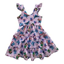 Vestido Com Infantil Lilo Stitch Desenho Roupa Menina Verão Cavado Estilo Casual Infantil