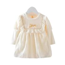 Vestido Com Laço Para Menina Estilo Coreano Roupas Infantis De Outono Para 9 Meses a 3 Anos Vestido Com Laço Para Menina Estilo Coreano Roupas Infantis De Outono Para 9 Meses a 3 Anos