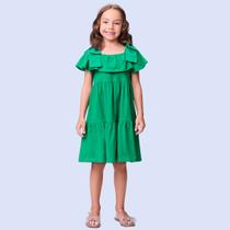 Vestido com Laços e Babados Verde - Momi Vestido com Laços e Babados Verde - Momi