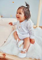 Vestido com manga branco bebe menina 1834000 baby gut Vestido com manga branco bebe menina 1834000 baby gut