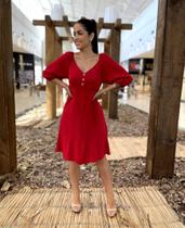 Vestido com manga vermelho p