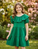 Vestido Com Mangas Balonê Verde Momi
