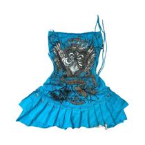 Vestido Com Suspensórios Azul Gótico Y2K Para Meninas, Saia Sexy De Cintura Alta Para Meninas