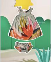 Vestido com tapa fralda Tropical Verde - MUNDO CÉU Vestido com tapa fralda Tropical Verde - MUNDO CÉU