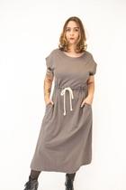 Vestido Comfort Midi Moletinho com Bolso Abertura nos Lados Cinza Vestido Comfort Midi Moletinho com Bolso Abertura nos Lados Cinza