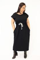Vestido Comfort Midi Moletinho com Bolso Abertura nos Lados Verde Vestido Comfort Midi Moletinho com Bolso Abertura nos Lados Verde