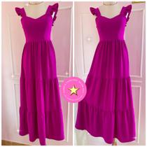 Vestido cor fucsia com alça de babado tamanho M