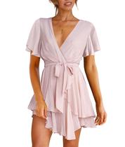 Vestido Cosonsen, feminino, primavera, convidado de casamento, rosa, chiffon M