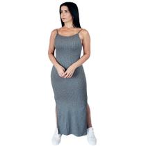 Vestido Costa Nua Longo Festa Com Bojo E Fenda Nas 2 Laterais Cinza Alcinha Vestido Costa Nua Longo Festa Com Bojo E Fenda Nas 2 Laterais Cinza Alcinha