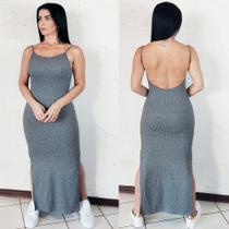 Vestido Costa Nua Longo Festa Com Bojo E Fenda Nas 2 Laterais Cinza Vestido Costa Nua Longo Festa Com Bojo E Fenda Nas 2 Laterais Cinza