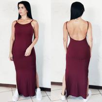 Vestido Costa Nua Longo Festa Com Bojo E Fenda Nas 2 Laterais Marsala
