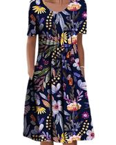 Vestido: Costaric Boho, estampa floral, camiseta feminina de verão 2024 Vestido: Costaric Boho, estampa floral, camiseta feminina de verão 2024