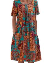 Vestido: Costaric Boho, estampa floral, camiseta feminina de verão 2024 Vestido: Costaric Boho, estampa floral, camiseta feminina de verão 2024