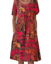 Vestido: Costaric Boho, estampa floral, camiseta feminina de verão 2024 Vestido: Costaric Boho, estampa floral, camiseta feminina de verão 2024