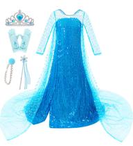 Vestido Costume Esvaiy Princess Elsa para meninas de 3 a 8 anos azul
