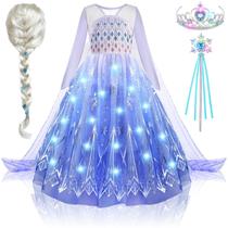 Vestido Costume Latocos Light Up Elsa para meninas com peruca e acessórios